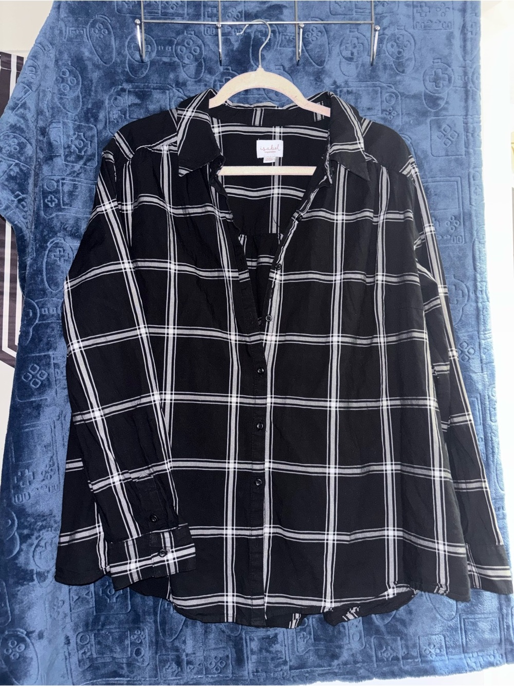 Isabel Maternity by Ingrid & Isabel Black and White Plaid Maternity Shirt